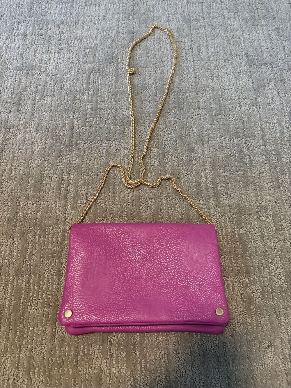 Street Level Fuchsia Leather Chain Crossbody Bag with Gold Hardware